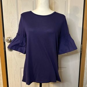 *FINAL PRICE* Loft Navy Blue / Indigo 3/4 Bell Sleeve Top